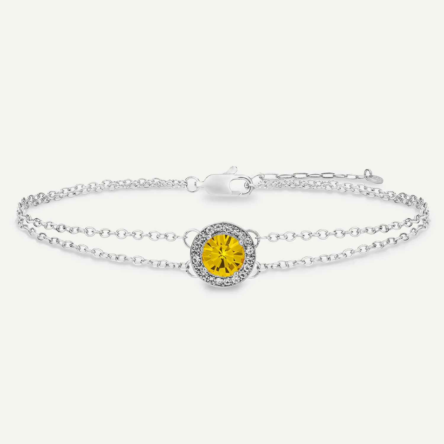 November Citrine-Colour Birthstone Bracelet In Silver-Tone