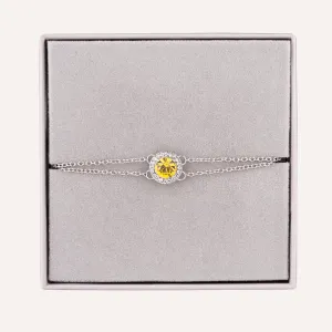 November Citrine-Colour Birthstone Bracelet In Silver-Tone