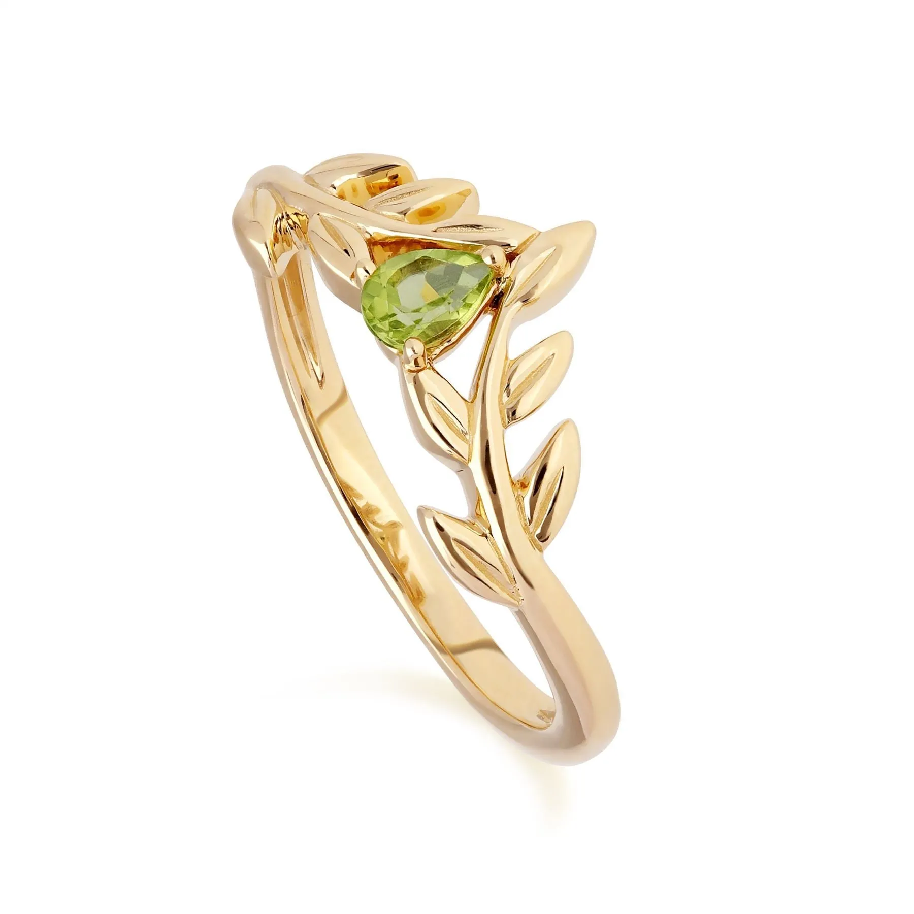 O Leaf Peridot Armband & Ring Satz in 9ct Gelb Gold