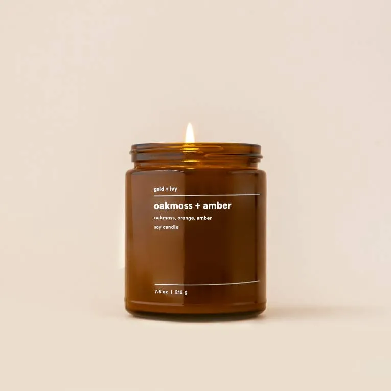 Oakmoss   amber soy candle 7.5 oz.