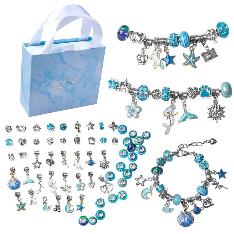 Ocean Blue Crystal Bracelet Children's Set DIY Retro Bracelet Exquisite