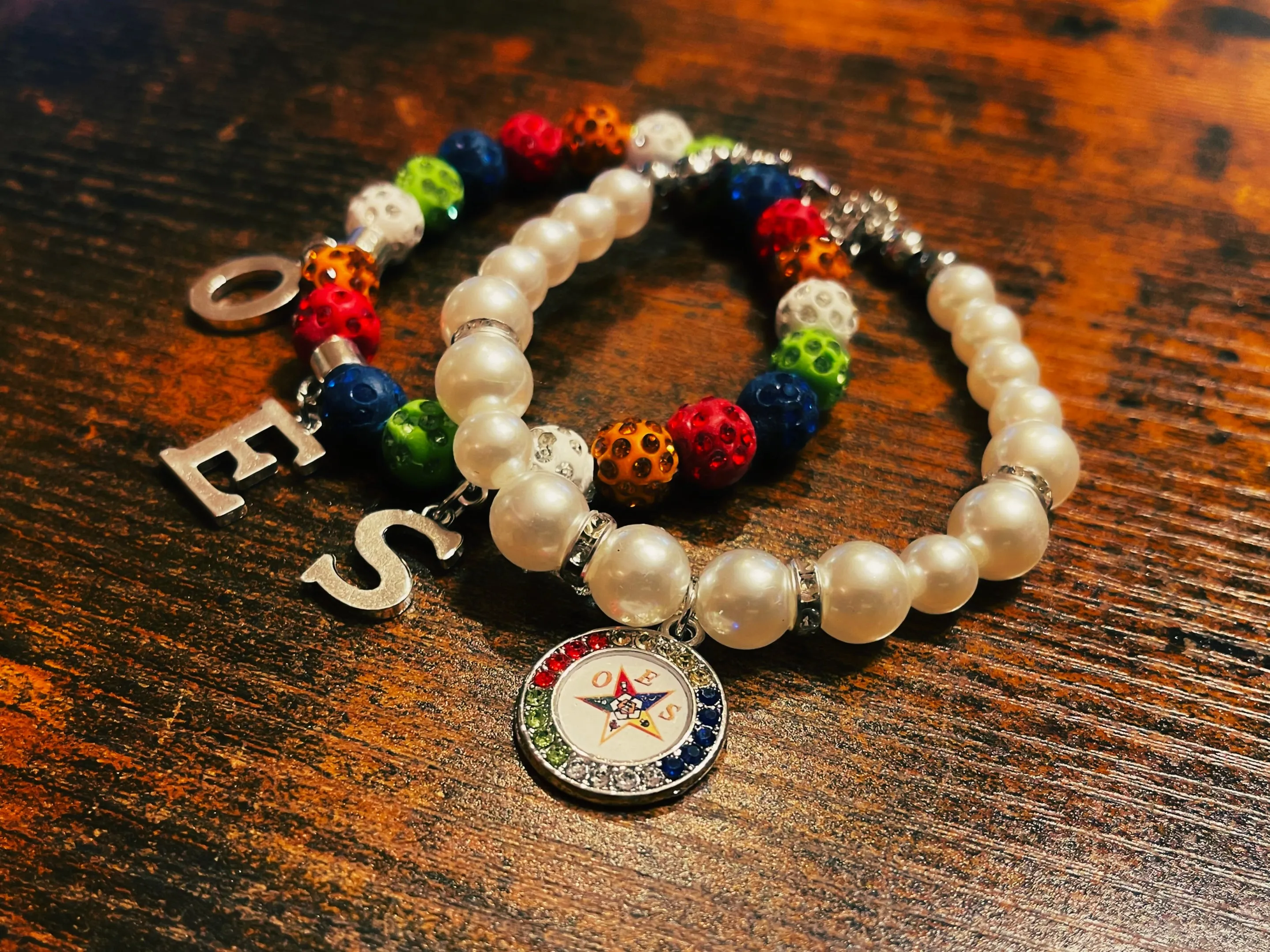 OES Order of the Eastern Star Bundle Charm Beaded Bracelet | 10mm