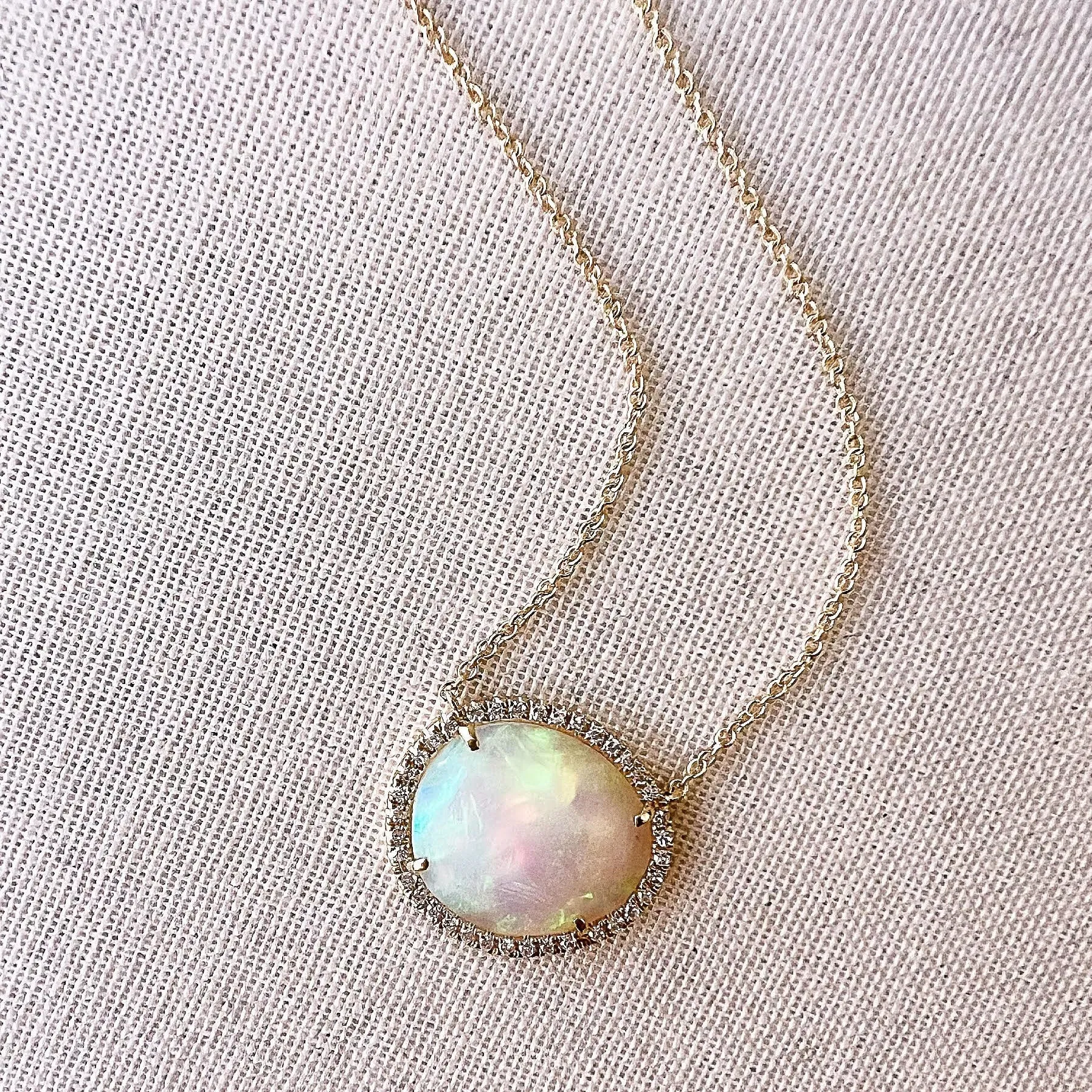 One of a Kind Organic Shape Petite Rose Cut Opal Necklace