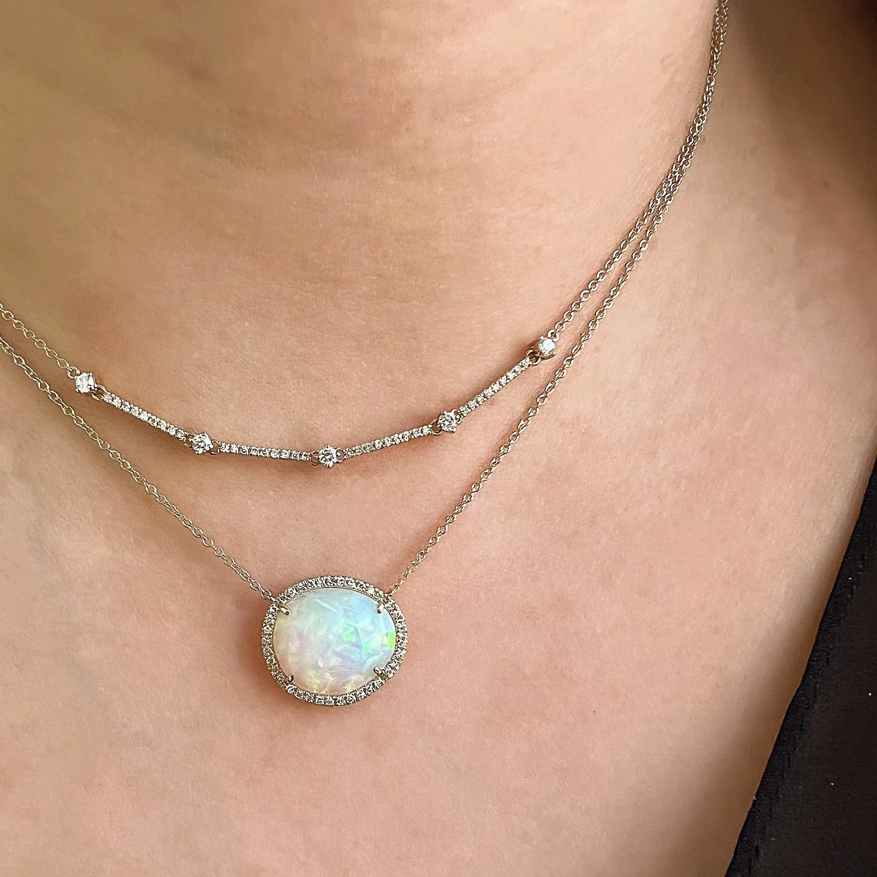 One of a Kind Organic Shape Petite Rose Cut Opal Necklace