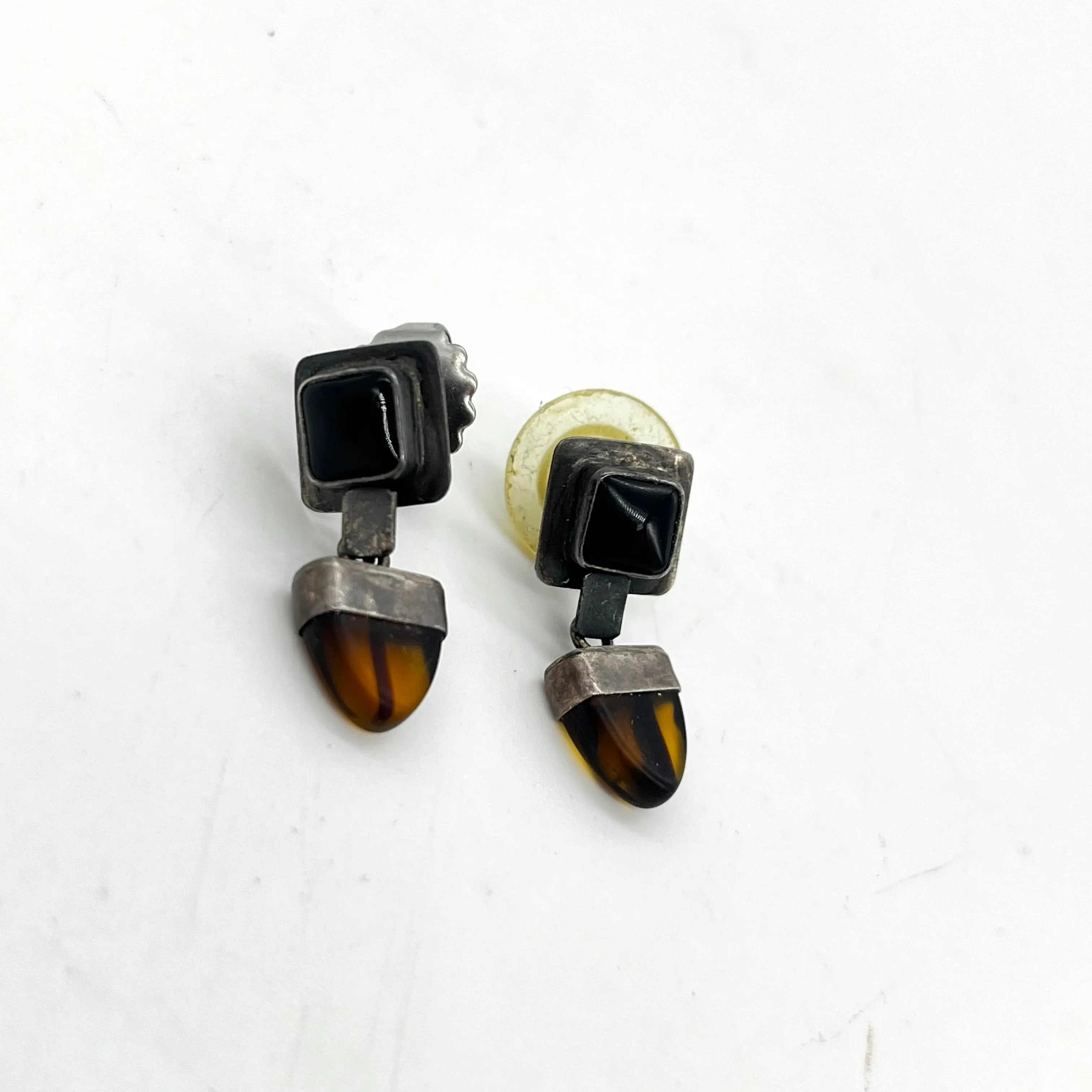 Onyx and Amber Sterling Earrings by JLR Janice Lee Ripley