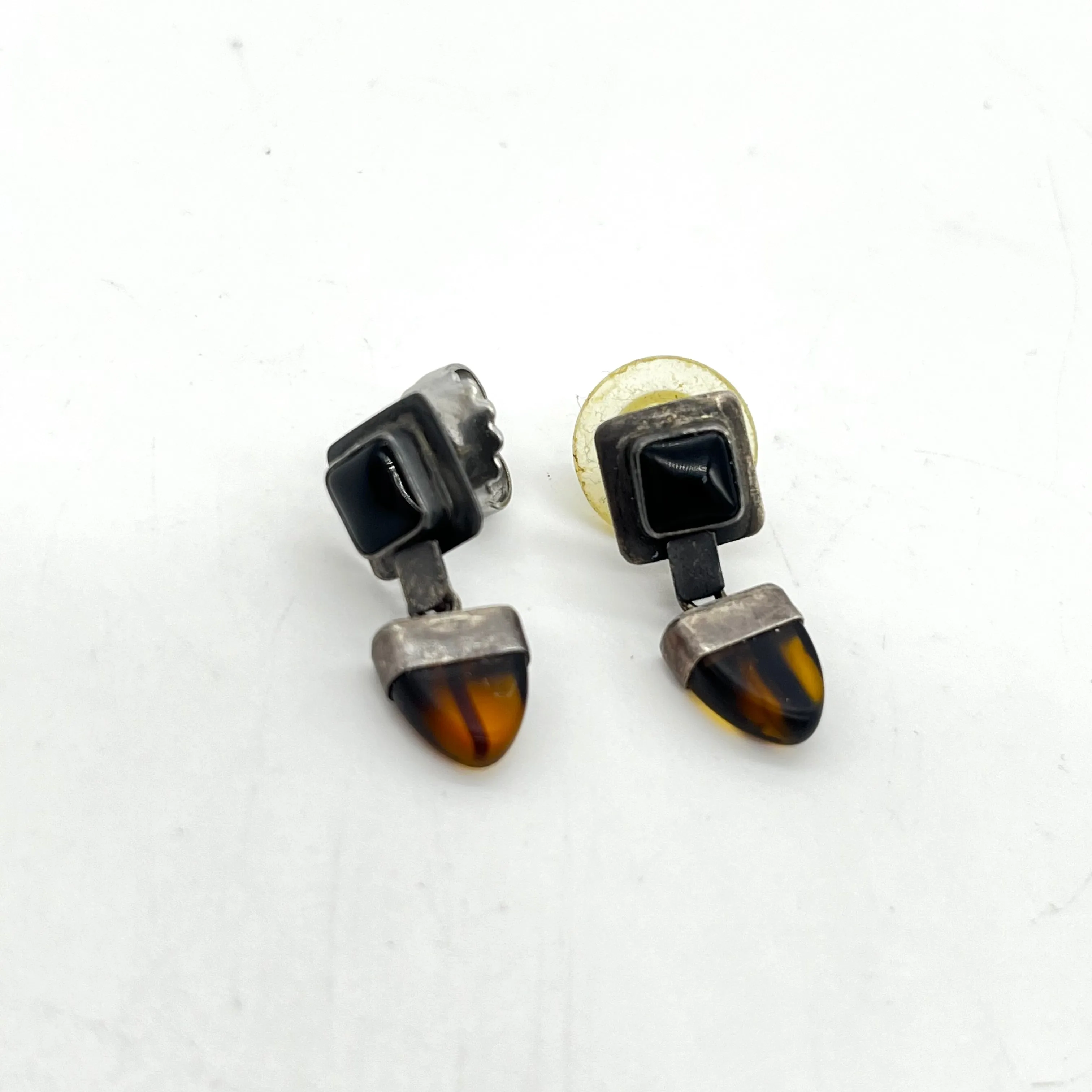 Onyx and Amber Sterling Earrings by JLR Janice Lee Ripley