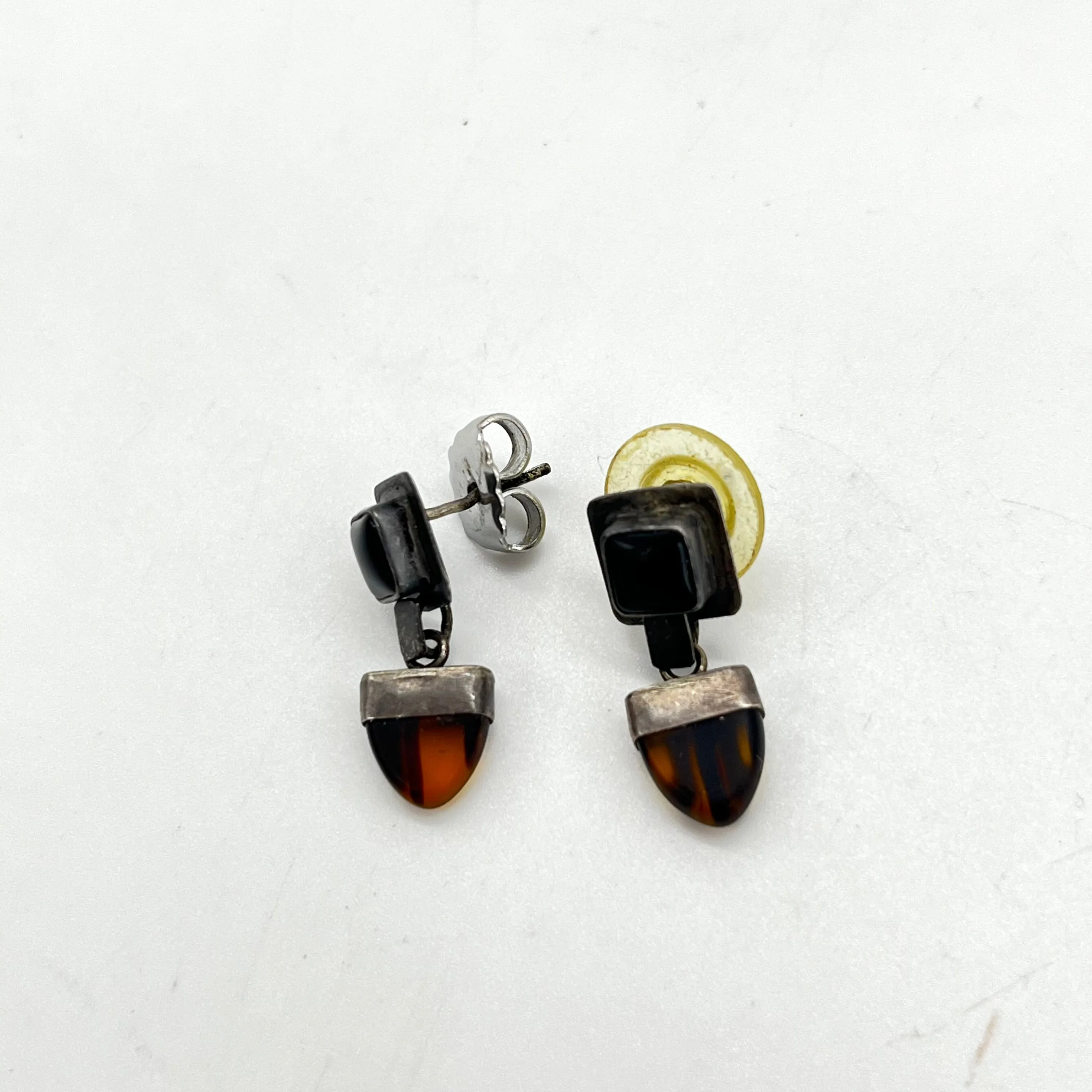 Onyx and Amber Sterling Earrings by JLR Janice Lee Ripley