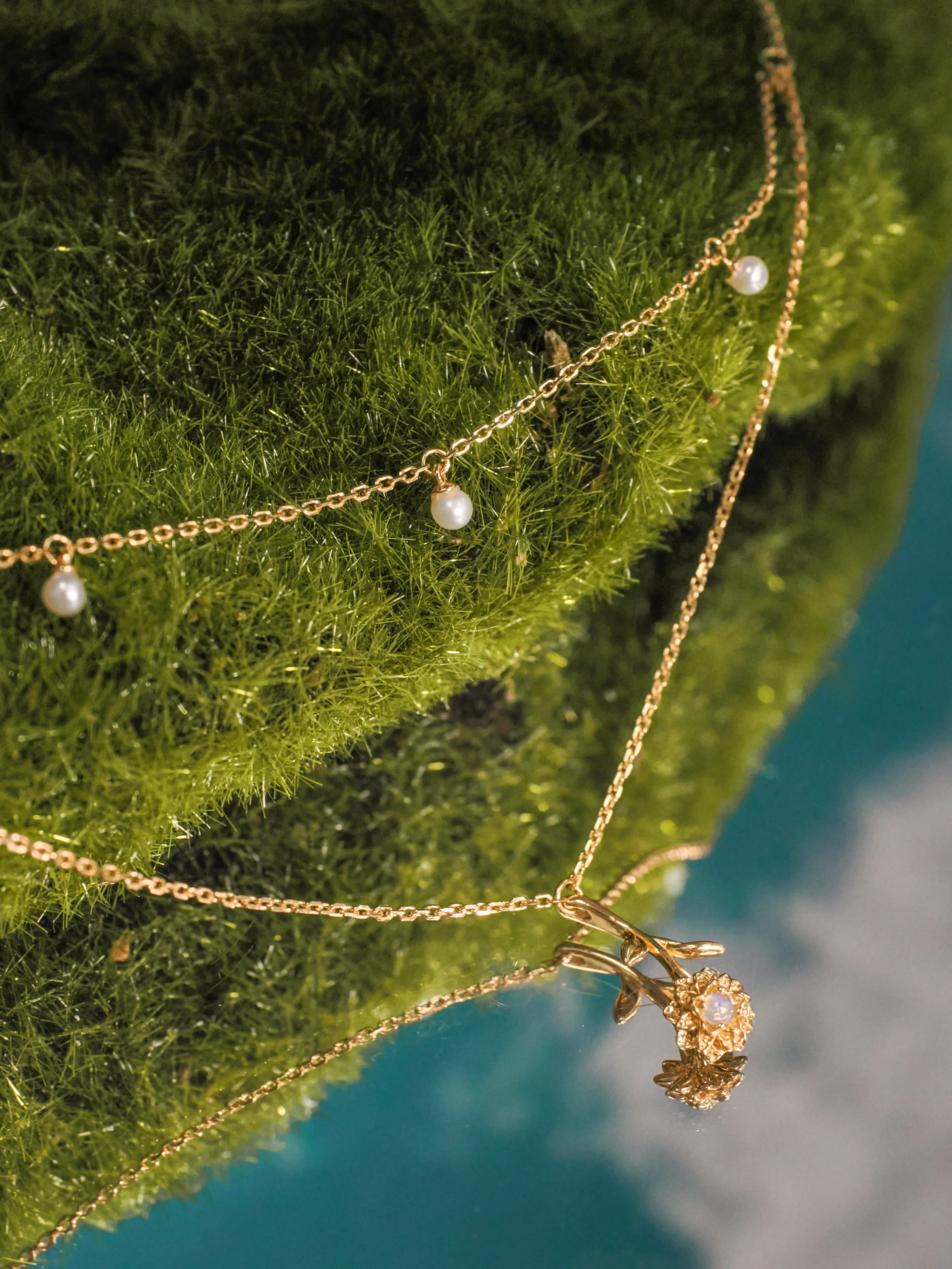 Opal & Freshwater Pearl Gold Layered Necklace - Marigold