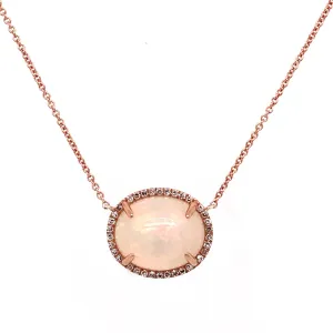 Opal and Diamond Rose Gold Necklace