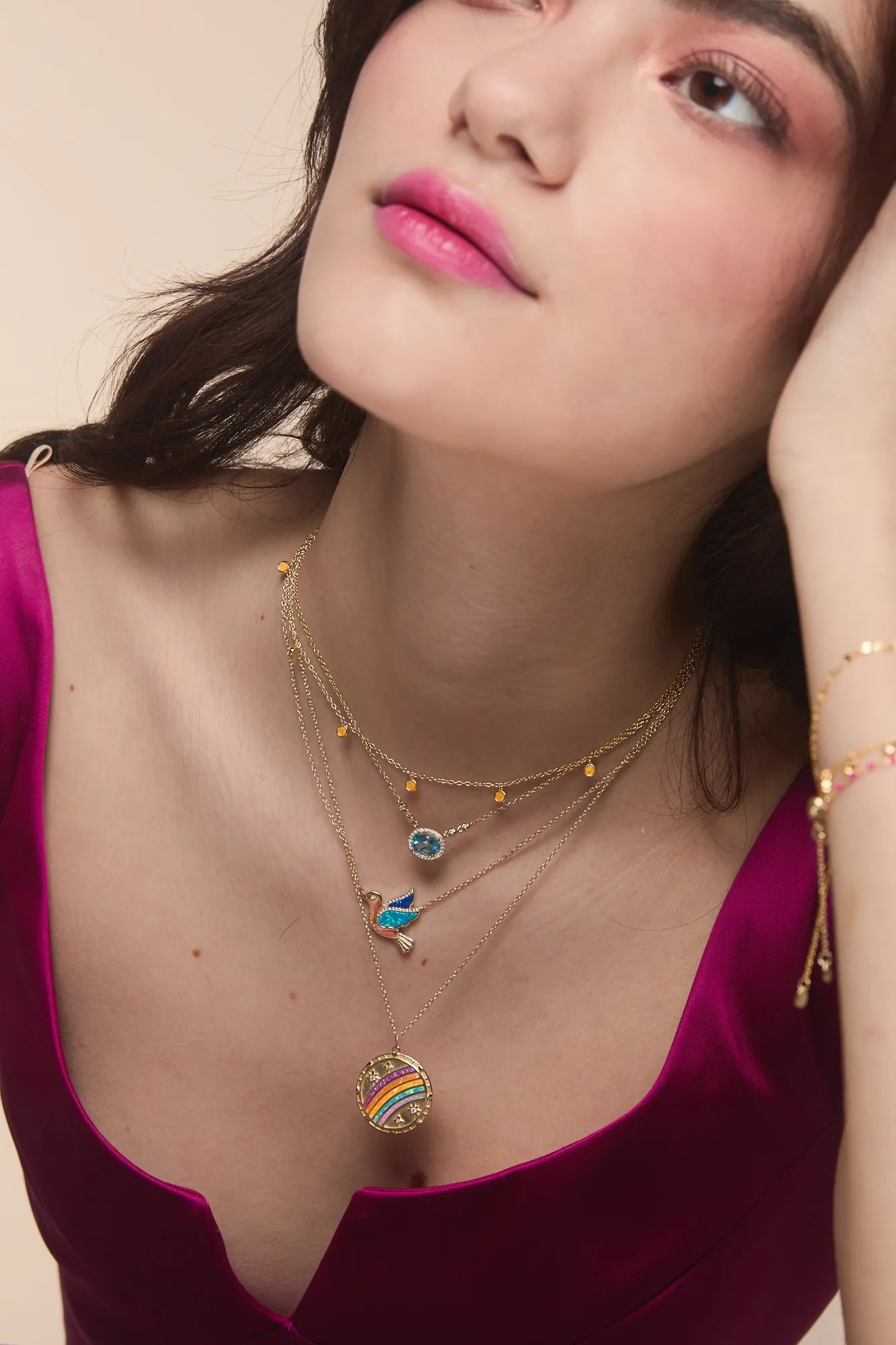 Opal Dew Drops Reversible Layering Necklace