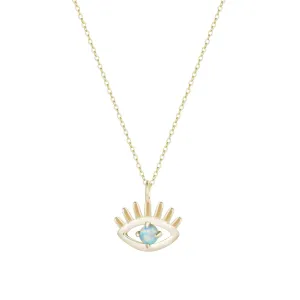 Opal Evil Eye Charm Necklace