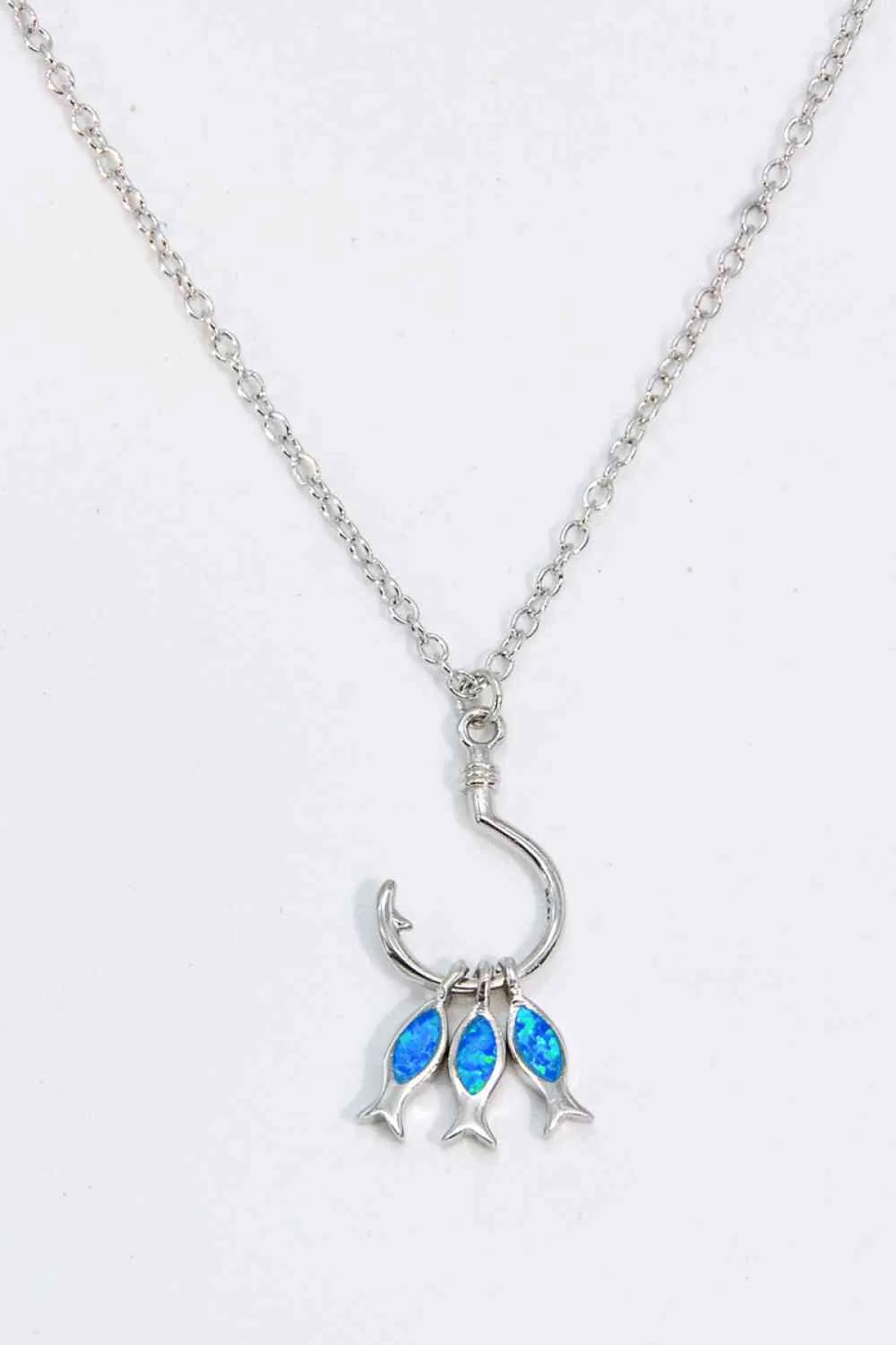 Opal Fish 925 Sterling Silver Necklace