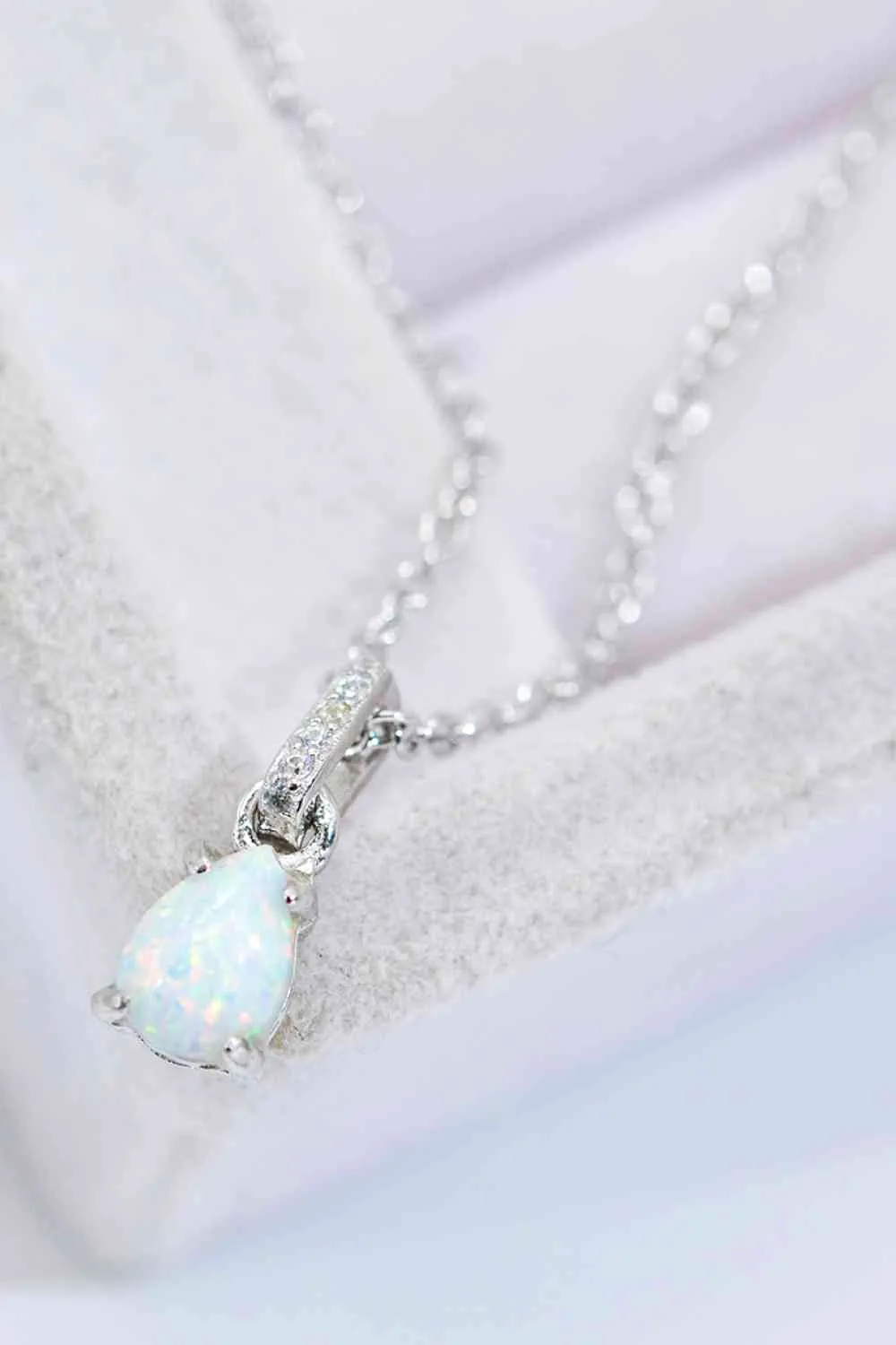 Opal Pendant 925 Sterling Silver Chain-Link Necklace