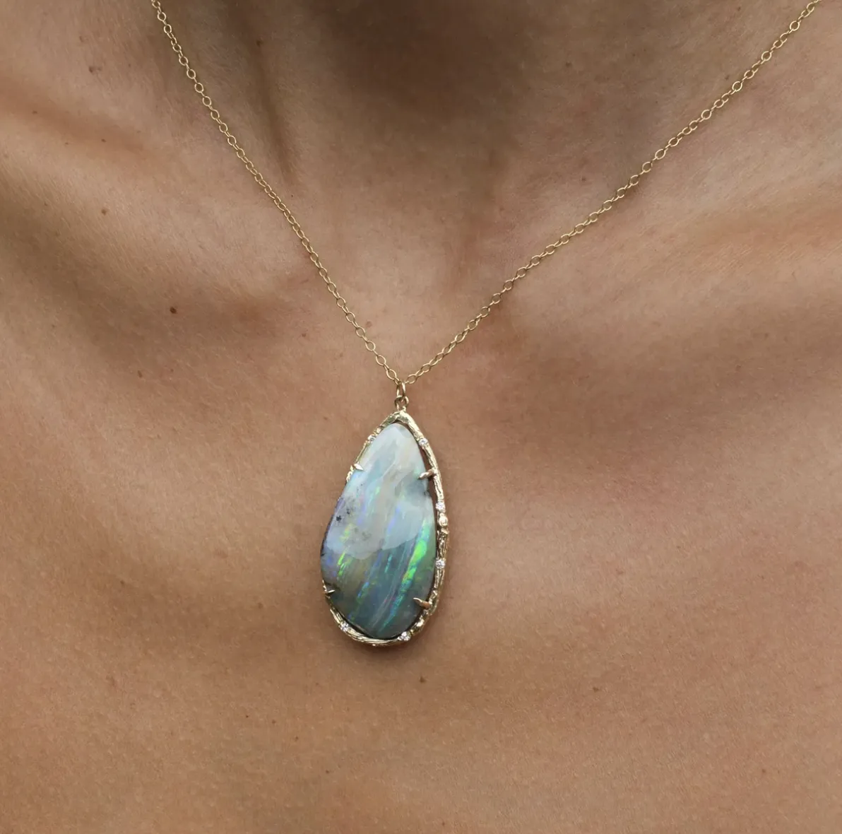 Opal Stripe Pendant Necklace