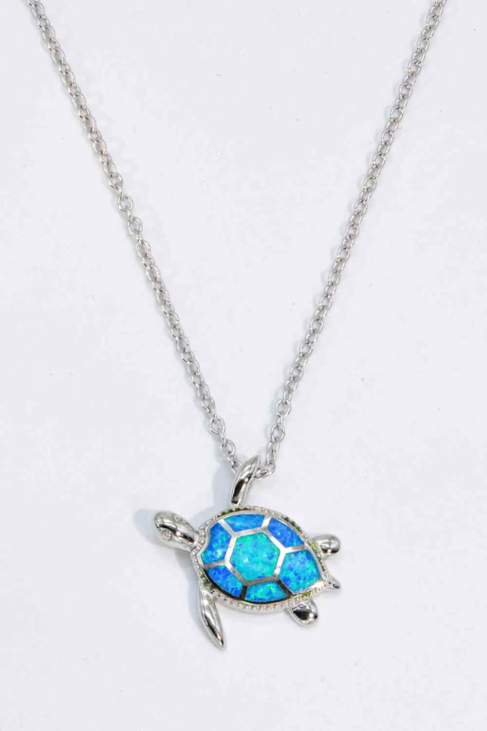 Opal Turtle Pendant Chain-Link Necklace