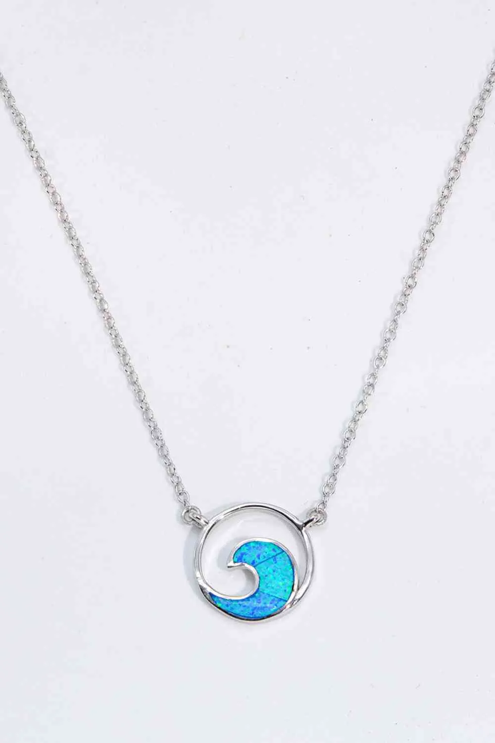 Opal Wave Pendant Necklace