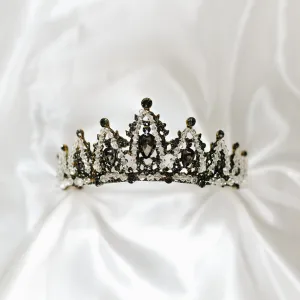 Ophelia's Tiara in Black & Antique Gold With Clear Crystal Details