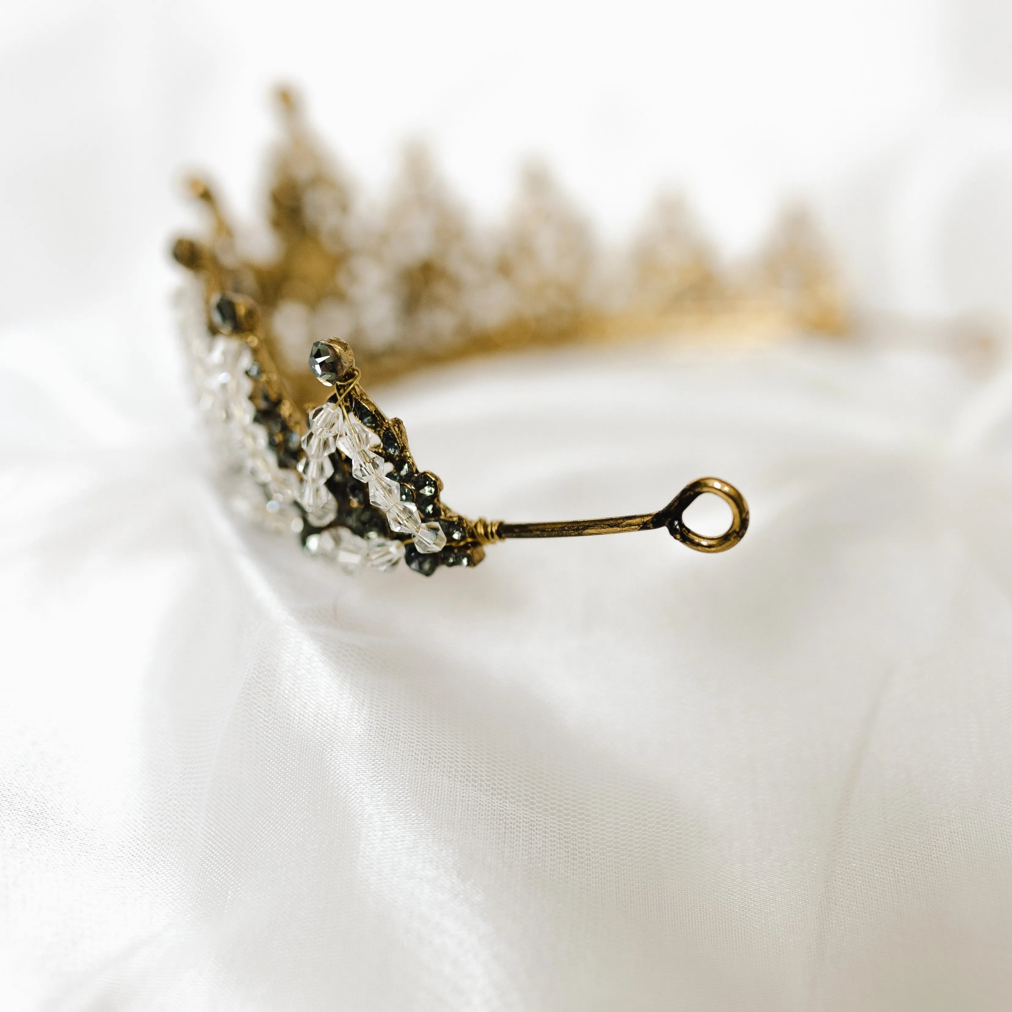 Ophelia's Tiara in Black & Antique Gold With Clear Crystal Details