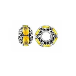 Oxidised Silver & Citrine Wheel Charm S383C