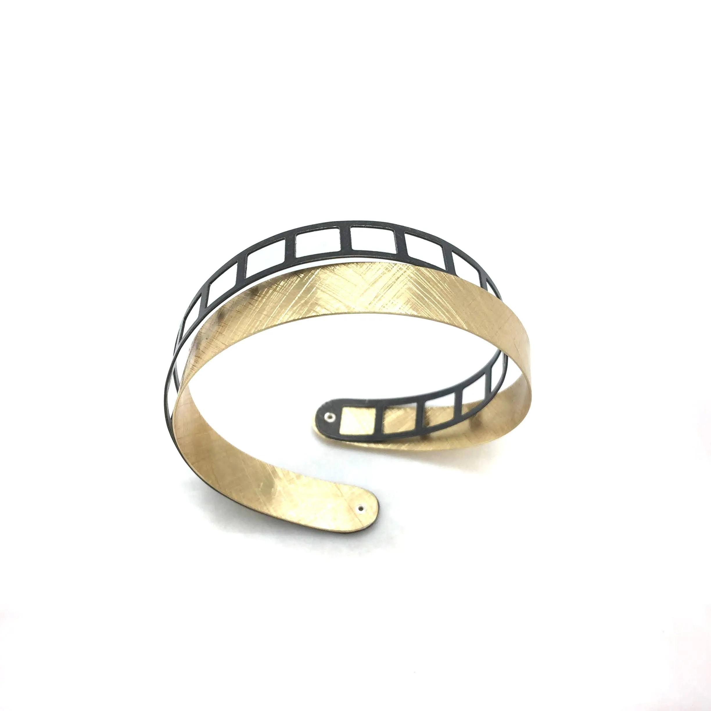 Oxidized Silver and Gold Vermeil Film Strip Bracelet