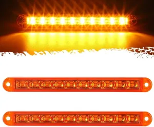 Partsam 2pcs 6-1/2 6.5" Truck Trailer Turn Signal Light Bars Strips Amber LED 10-2835 SMD Amber Lens with Scews 3 Wire Pigtails Flush Mount