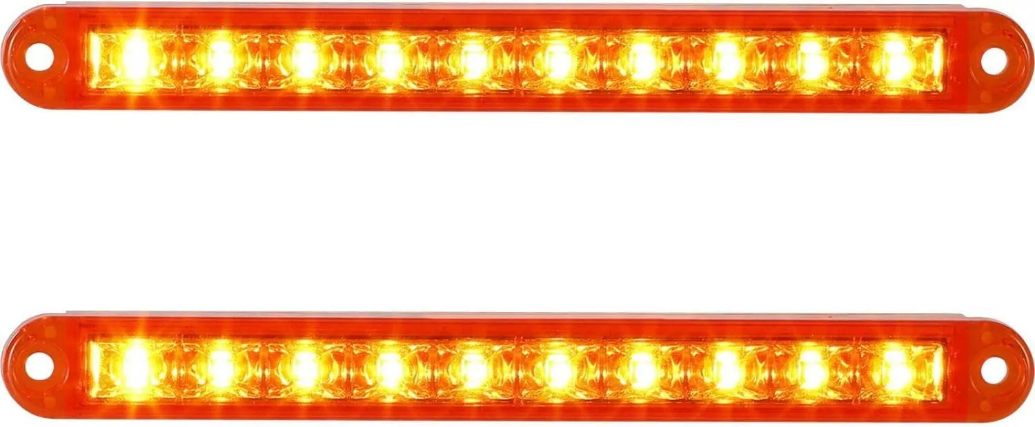 Partsam 2pcs 6-1/2 6.5" Truck Trailer Turn Signal Light Bars Strips Amber LED 10-2835 SMD Amber Lens with Scews 3 Wire Pigtails Flush Mount