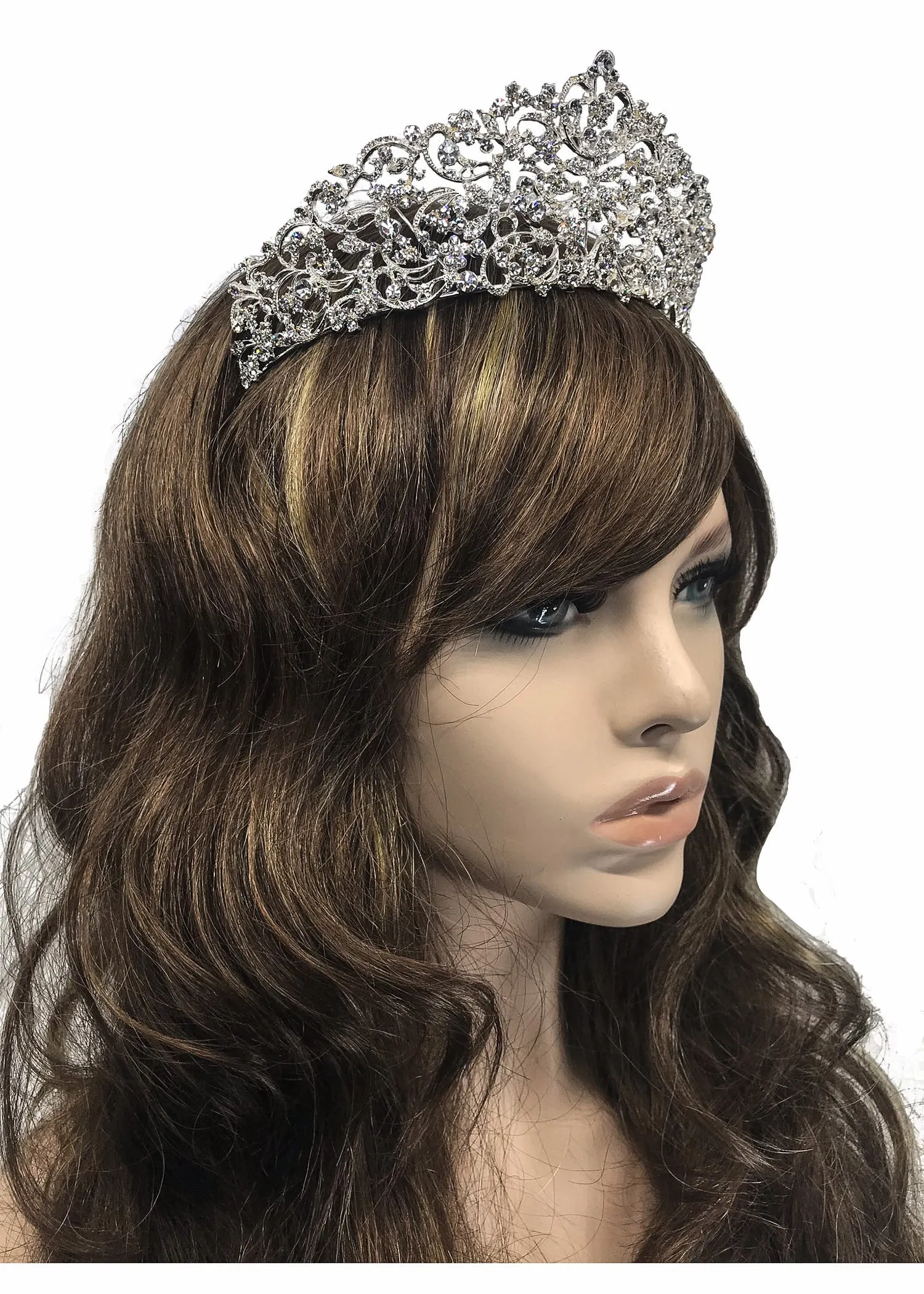 Patrina Floral Crystal Silver Tiara