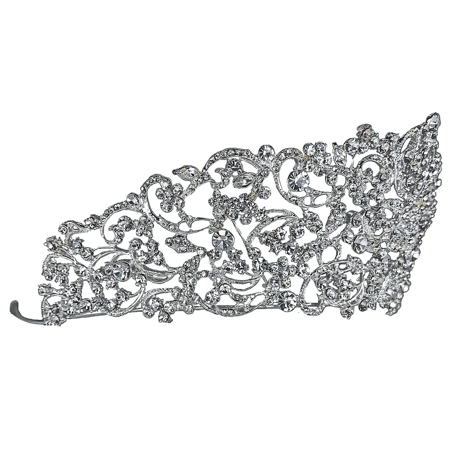 Patrina Floral Crystal Silver Tiara