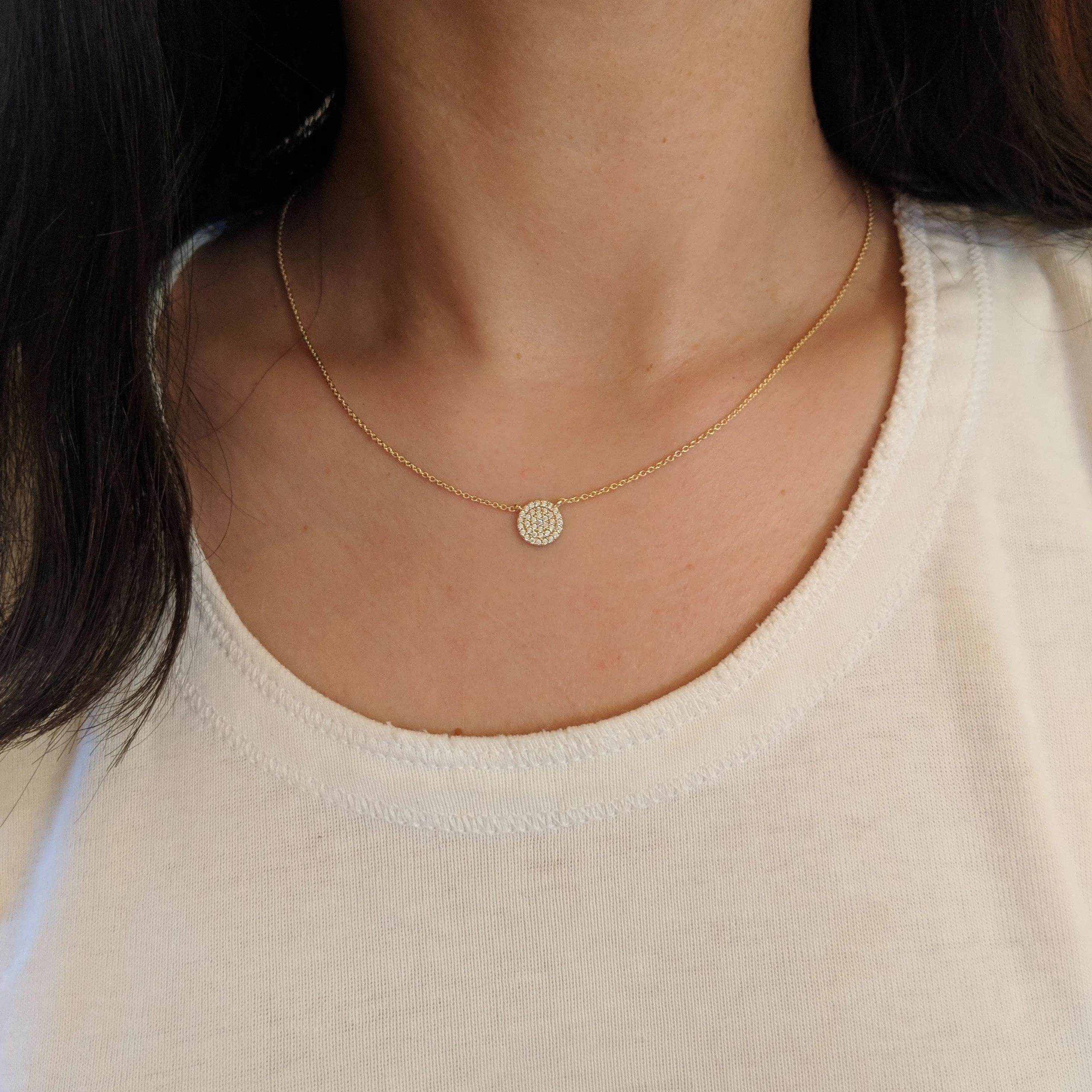 Pave Disk Necklace