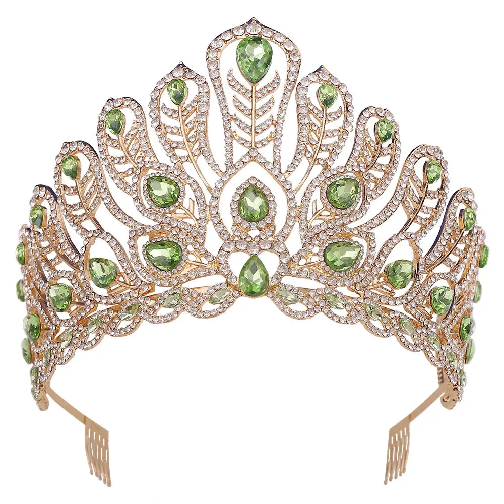 Peacock Crystal Rhinestone Tiara Crowns Party Costume Hair Jewelry Accessories