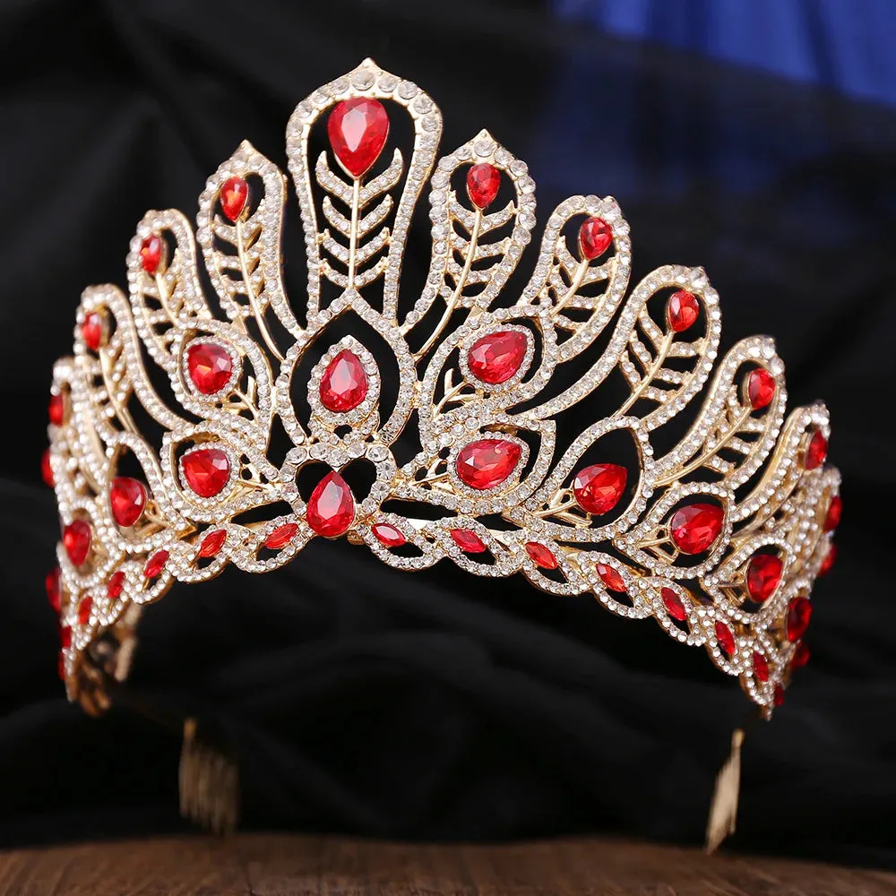 Peacock Crystal Rhinestone Tiara Crowns Party Costume Hair Jewelry Accessories