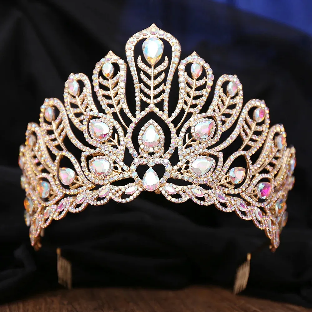 Peacock Crystal Rhinestone Tiara Crowns Party Costume Hair Jewelry Accessories