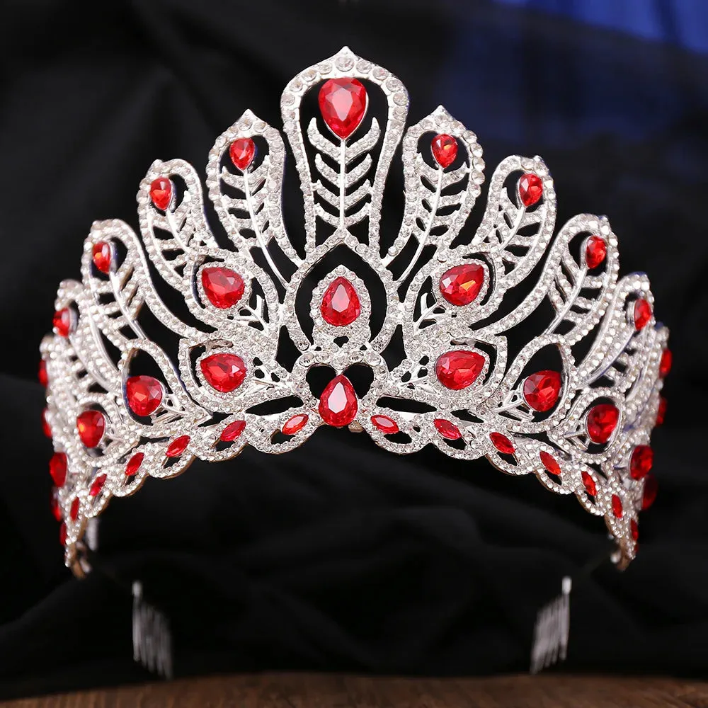 Peacock Crystal Rhinestone Tiara Crowns Party Costume Hair Jewelry Accessories