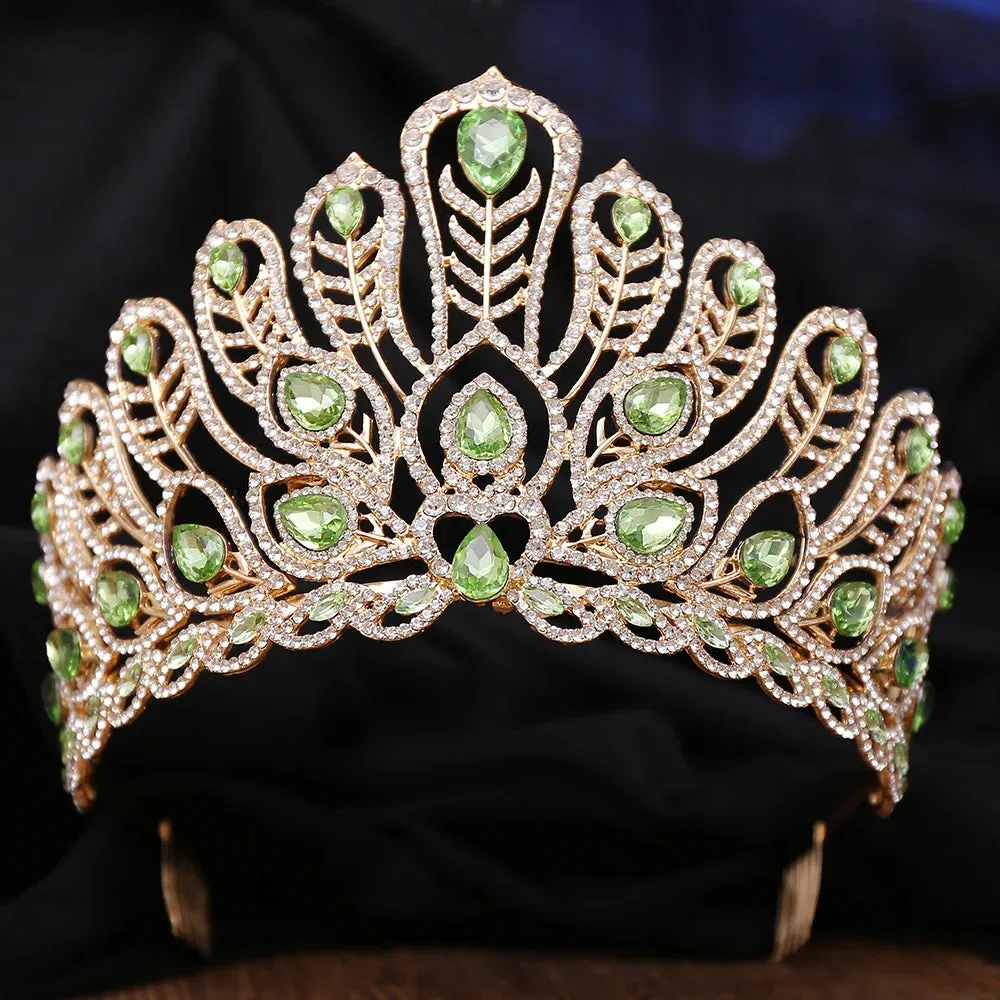 Peacock Crystal Rhinestone Tiara Crowns Party Costume Hair Jewelry Accessories