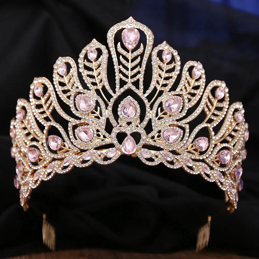 Peacock Crystal Rhinestone Tiara Crowns Party Costume Hair Jewelry Accessories