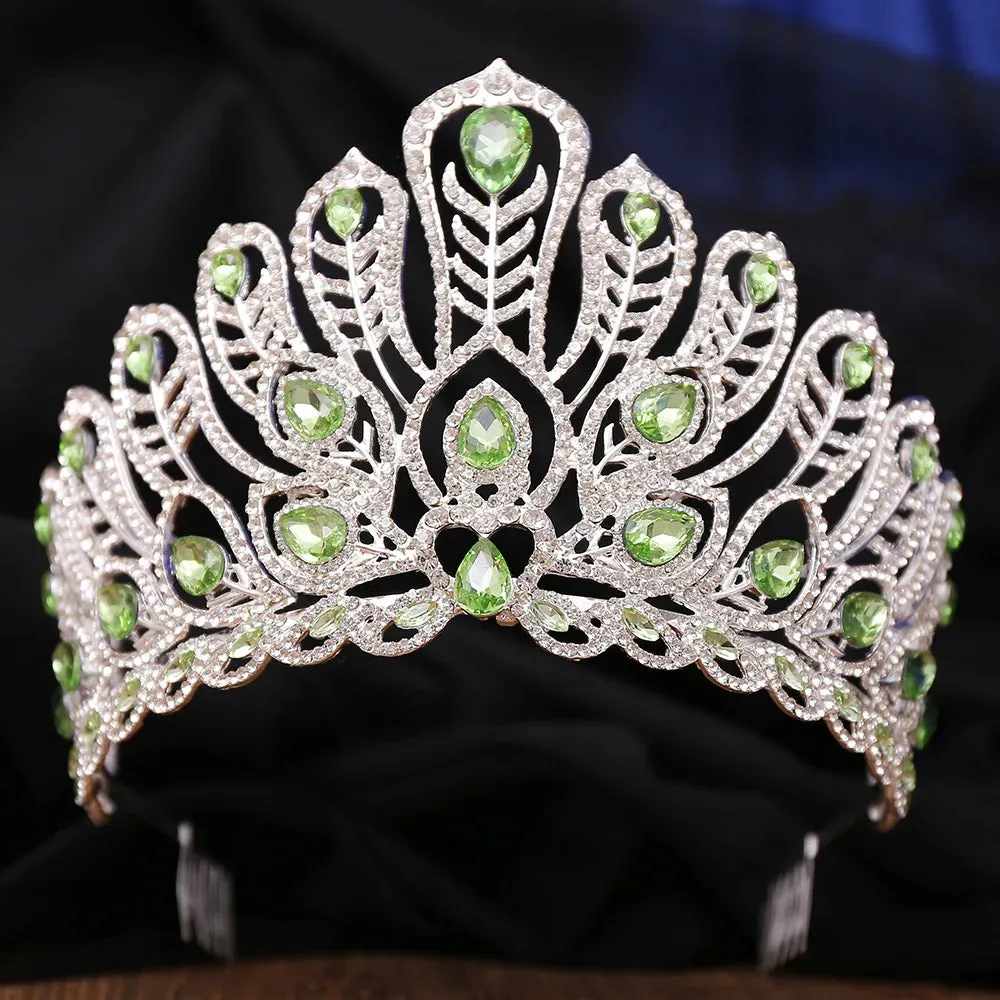 Peacock Crystal Rhinestone Tiara Crowns Party Costume Hair Jewelry Accessories