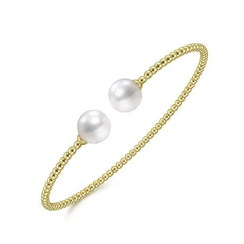 Pearl Accent Split Bangle Bracelet