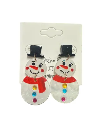 Pearlescent Snowman Earrings