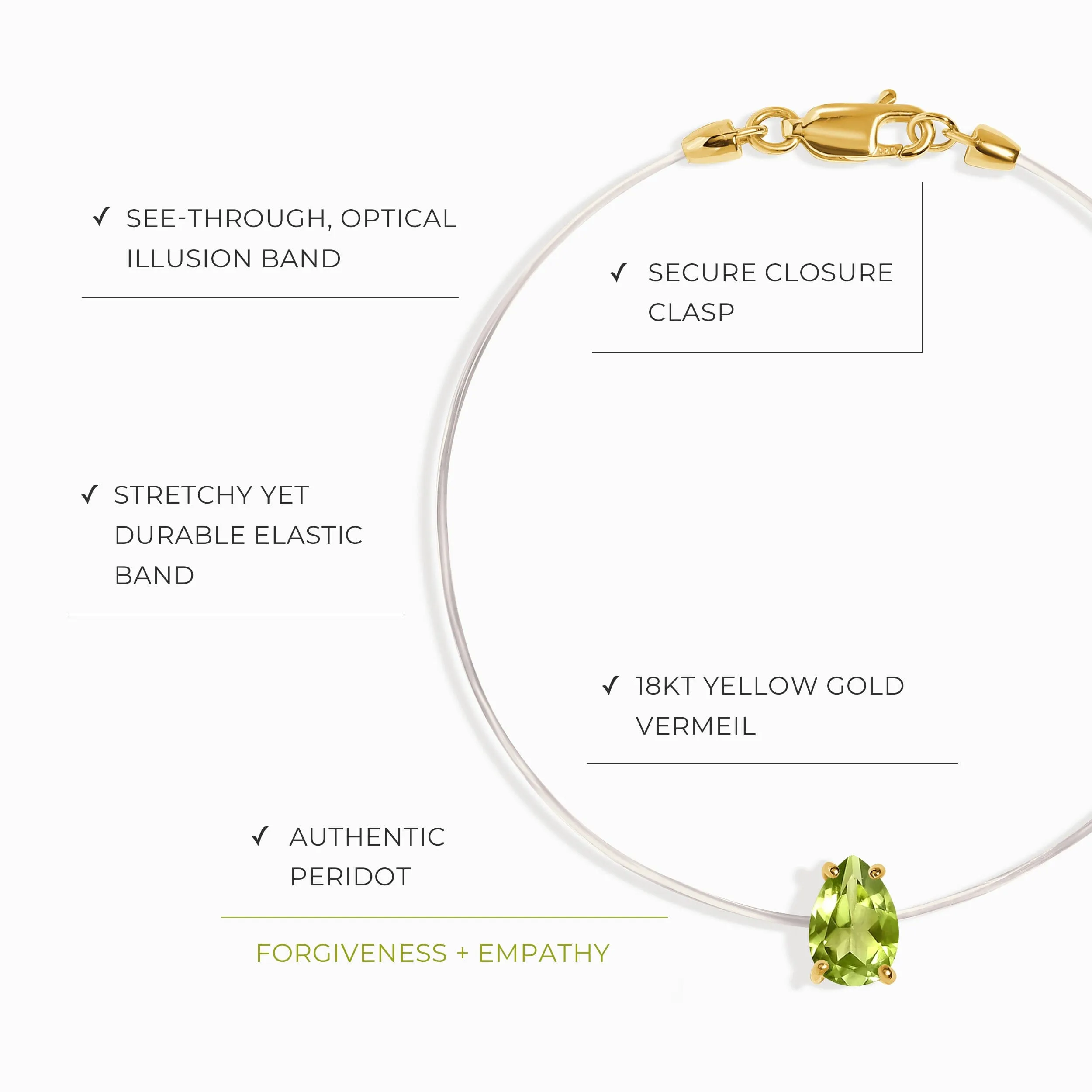 Peridot Bracelet Floating Sway - August Birthstone