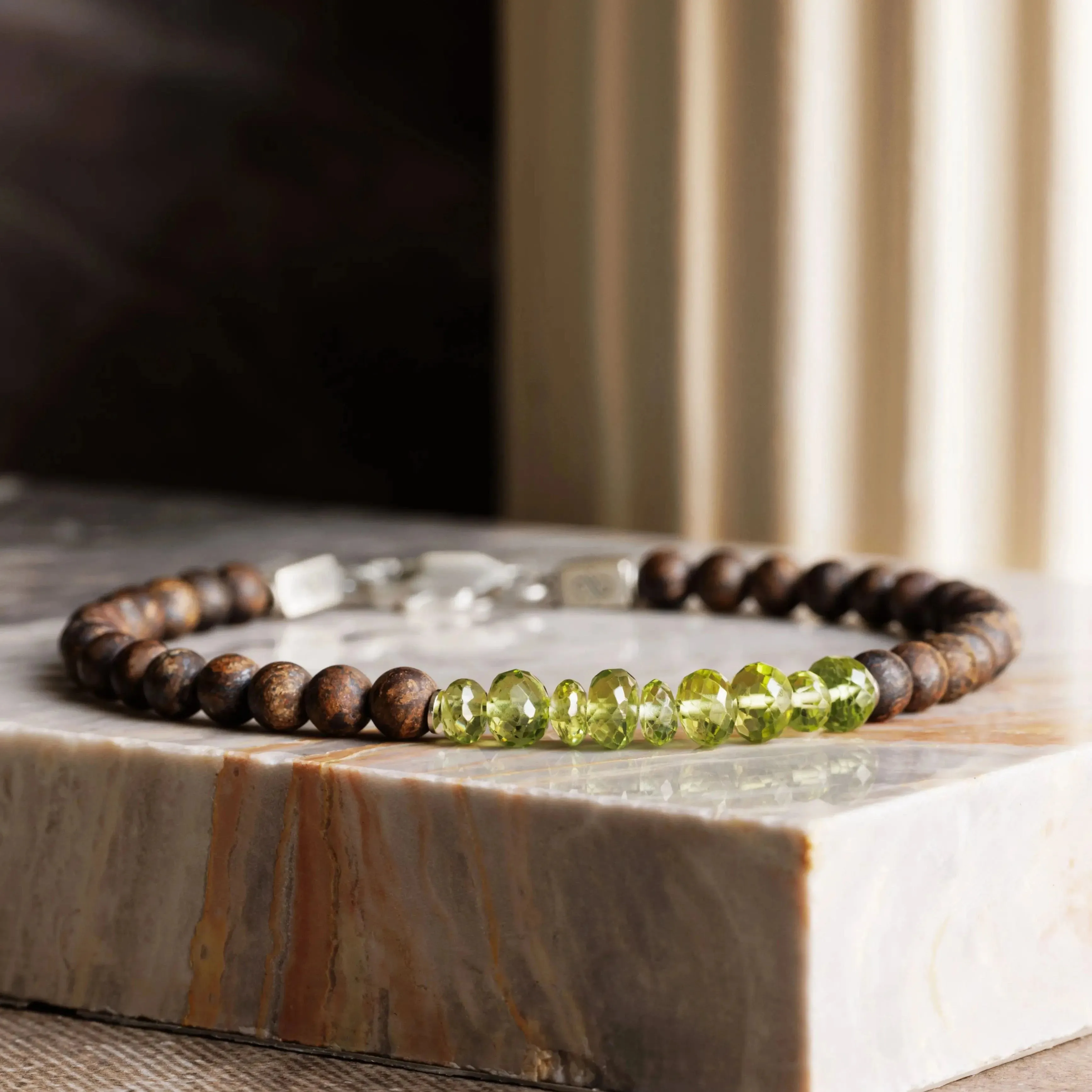 Peridot - Matte Bronzite Bracelet III (4-5mm)