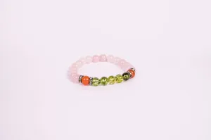 Peridot, Rose Quartz & Carnelian Bracelet