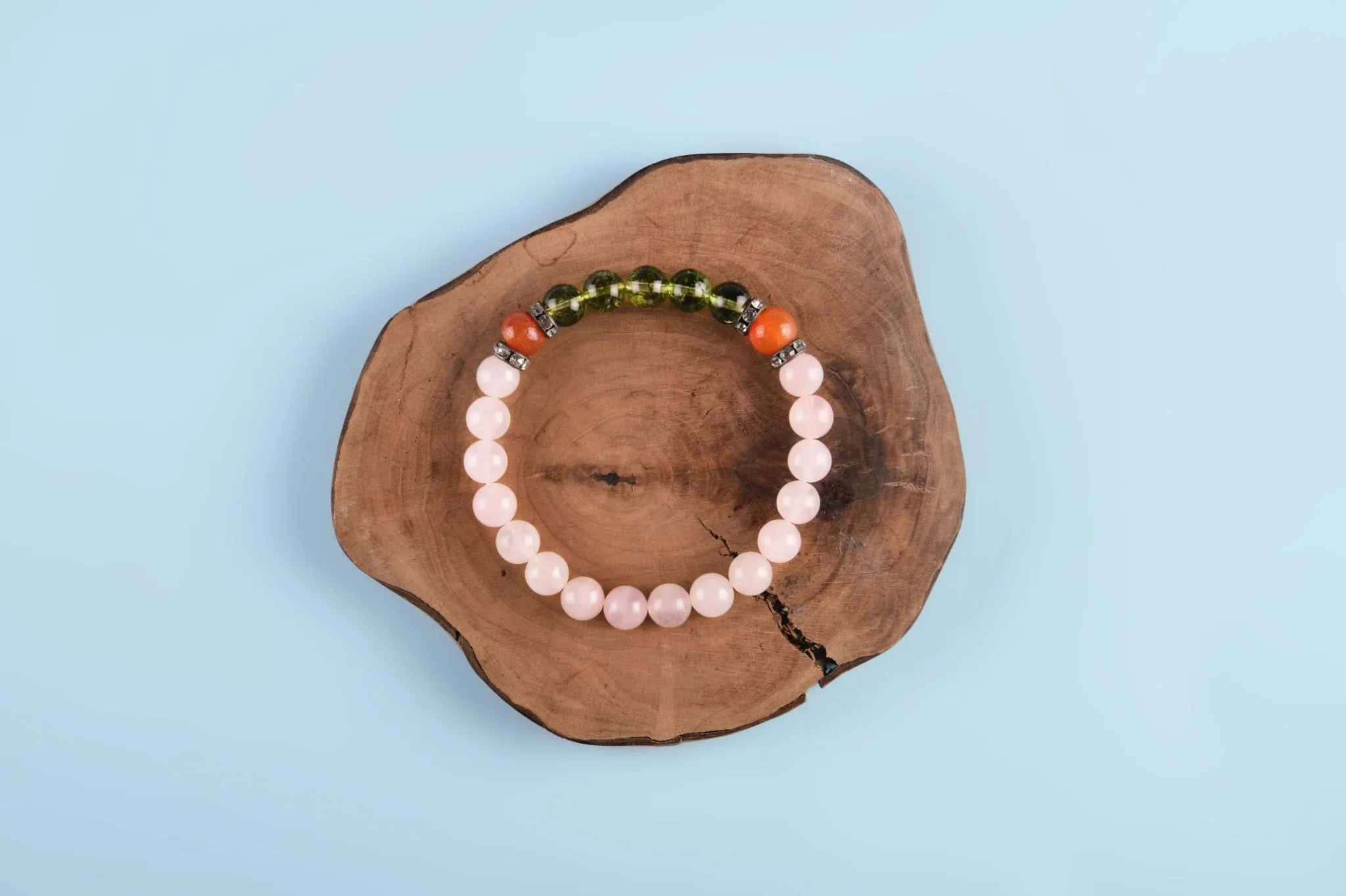 Peridot, Rose Quartz & Carnelian Bracelet