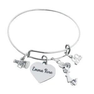 Personalized Cheer Bracelet with Engraved Name Charm