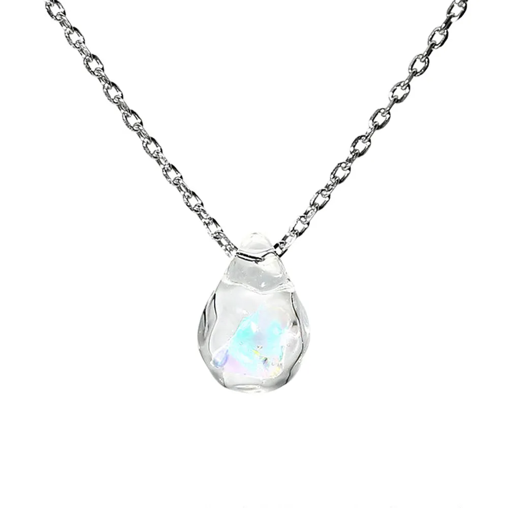 Petite Gilson Opal in Borosilicate Glass Stainless Steel Necklace