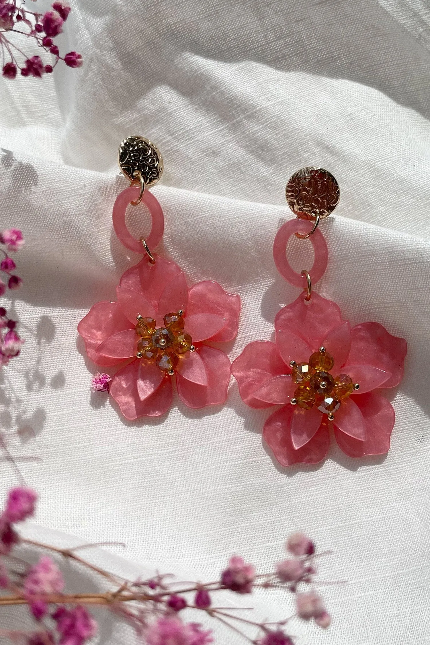 Petra Rose Flower Drop Earrings