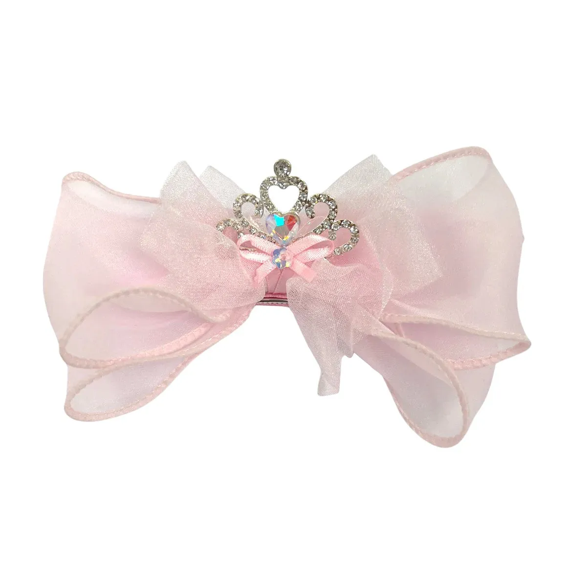 Pink Poppy Rhinestone Crown Bow