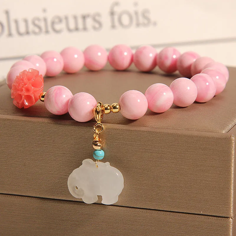 Queen Shell Bracelet Niche Design Hetian White Jade Elephant Pendant Bracelet Gifts for Girlfriend