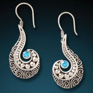 "Ocean Waves" Blue Topaz Sterlig Silver Earrings