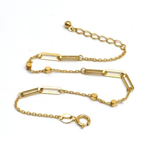 Real Gold Square Beads Paper Clip Bracelet 5444 BR1531