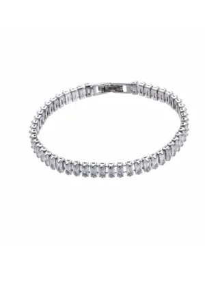 Rectangle CZ Tennis Bracelet Silver 5mm